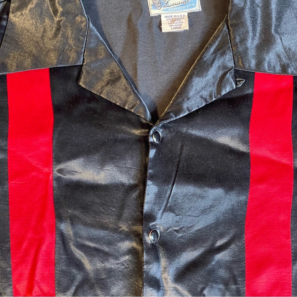 Vintage BC Ethic Lounge Satin Rockabilly Lounge Camp Shirt Onyx Buttons Large - Picture 2 of 6